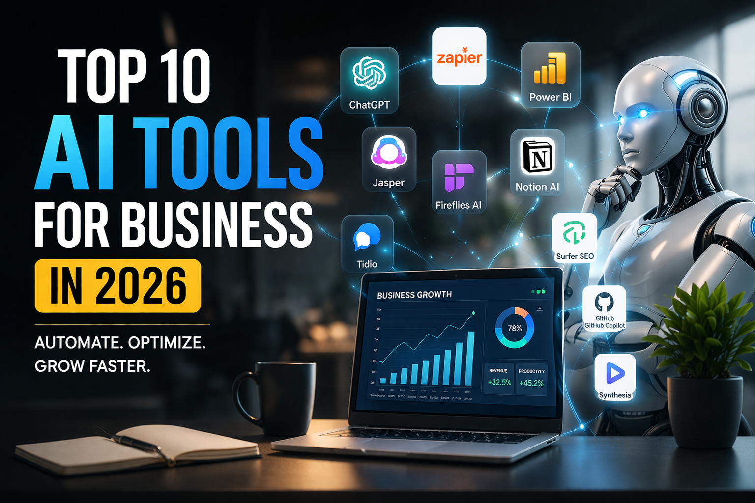 Top 10 AI Tools for Business in 2026
